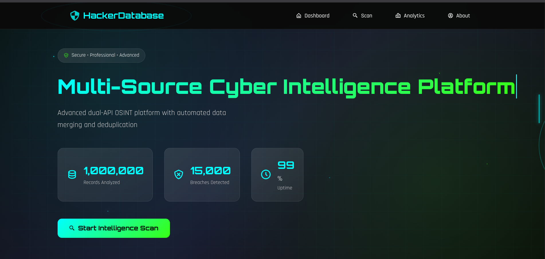 Hacker database dashboard preview