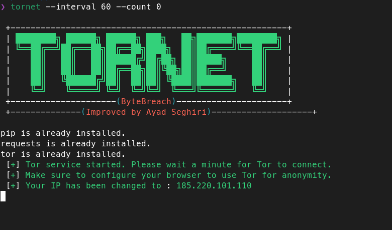 TorNet CLI interface